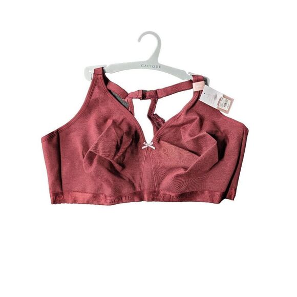 Cacique The Cotton Collection 48DDD Cotton Burgundy Unlined Full Coverage Unline - Picture 1 of 5